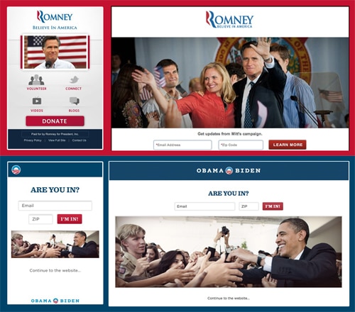 Site web de Romney et d'Obama
