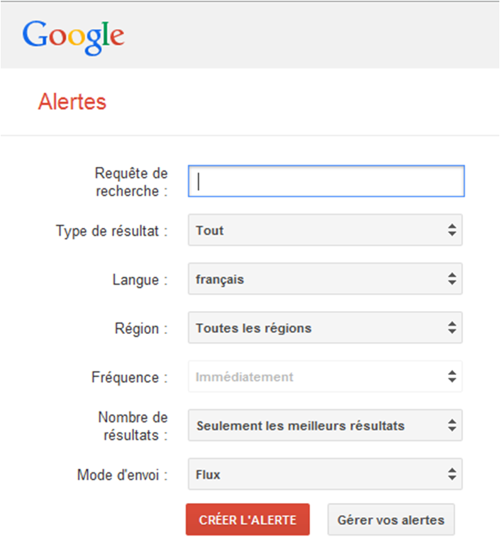 interface Google Alertes