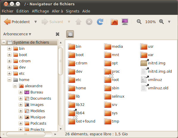 Arborescence de fichier sous Ubuntu
