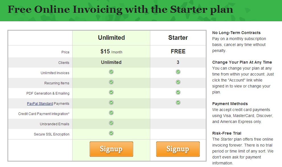 Pricing page InvoiceMore