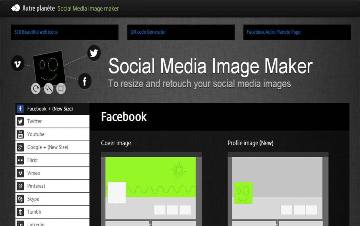 L'interface de Social Media Image